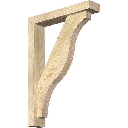 Ekena Millwork Funston Block Rough Sawn Bracket w/ Offset Brace, Douglas Fir, 4"W x 20"D x 28"H BKT0402X20X28FST05RDF